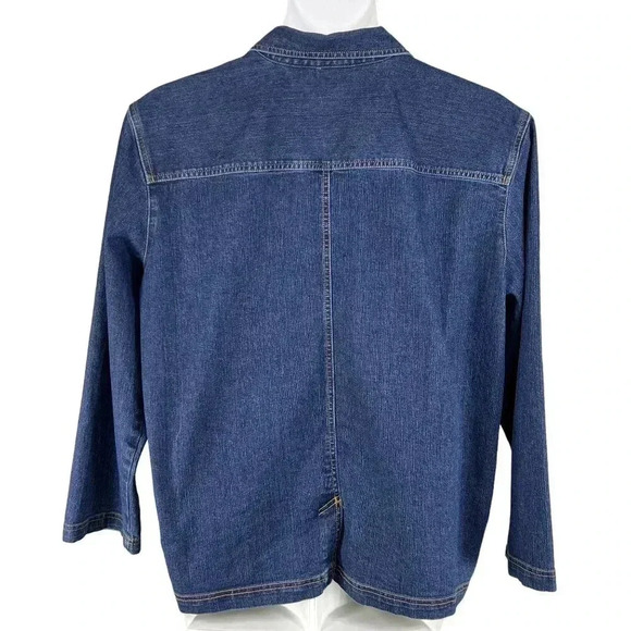 Vintage Erika Womens XL Stretch Fit Denim Jean Jacket Coat  Button Up 4 Pocket - Picture 2 of 16